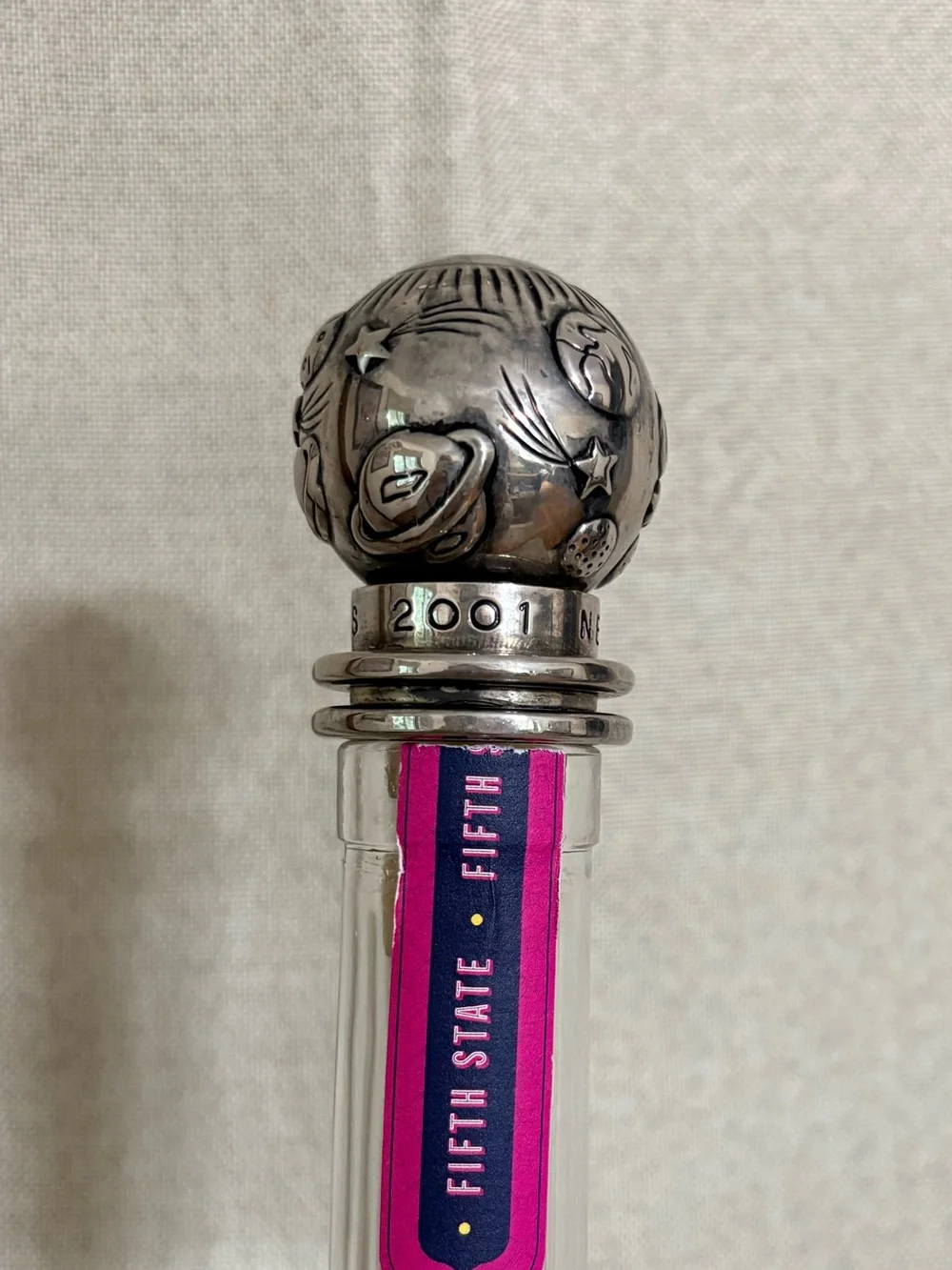 Vintage Neiman Marcus 2001 Out of This World Wine Bottle Stopper Silver Plate